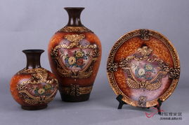 奢華工藝品陶瓷花瓶三件套家居飾品擺件 歐式復(fù)古客廳裝飾品擺設(shè)